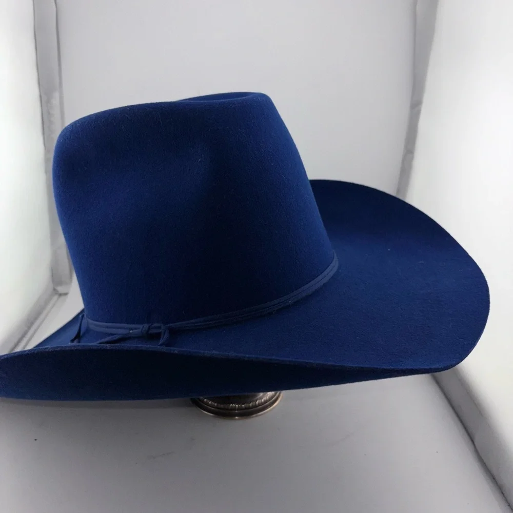 Vintage American Hat Makers Blue Cattleman Cowboy Hat Felt Size 6 7/8 - Picture 15 of 15